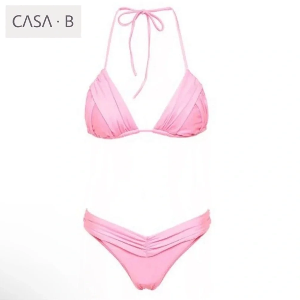 NEW💫 to CASA B | Athena Rose Triangle Shimmer Brazilian Bikini Set